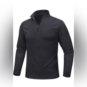 MAGCOMSEN Mens Quarter Zip Pullover Fleece Lined Long Sleeve Golf Shirt. Large